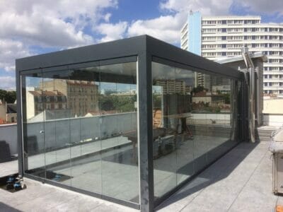 Schiebe Dreh Anlage aluminium glas 18 -Terrassendach