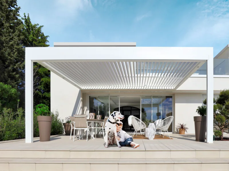 Lamellendach Übersicht 2 Lamellendach Qube 23 weiß