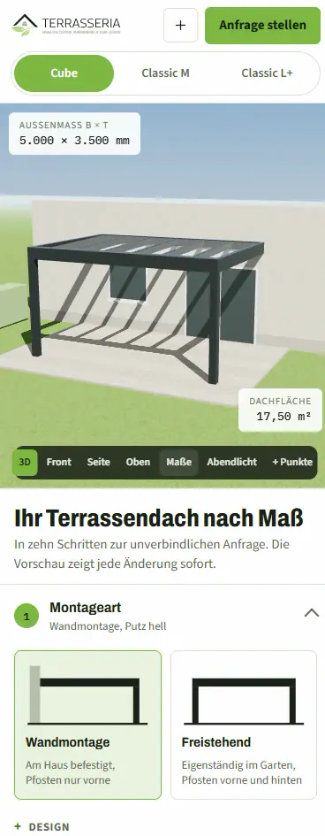 Herbstaktion Cube 2026 9 Terrasseria Cube im 3D-Konfigurator (Smartphone)